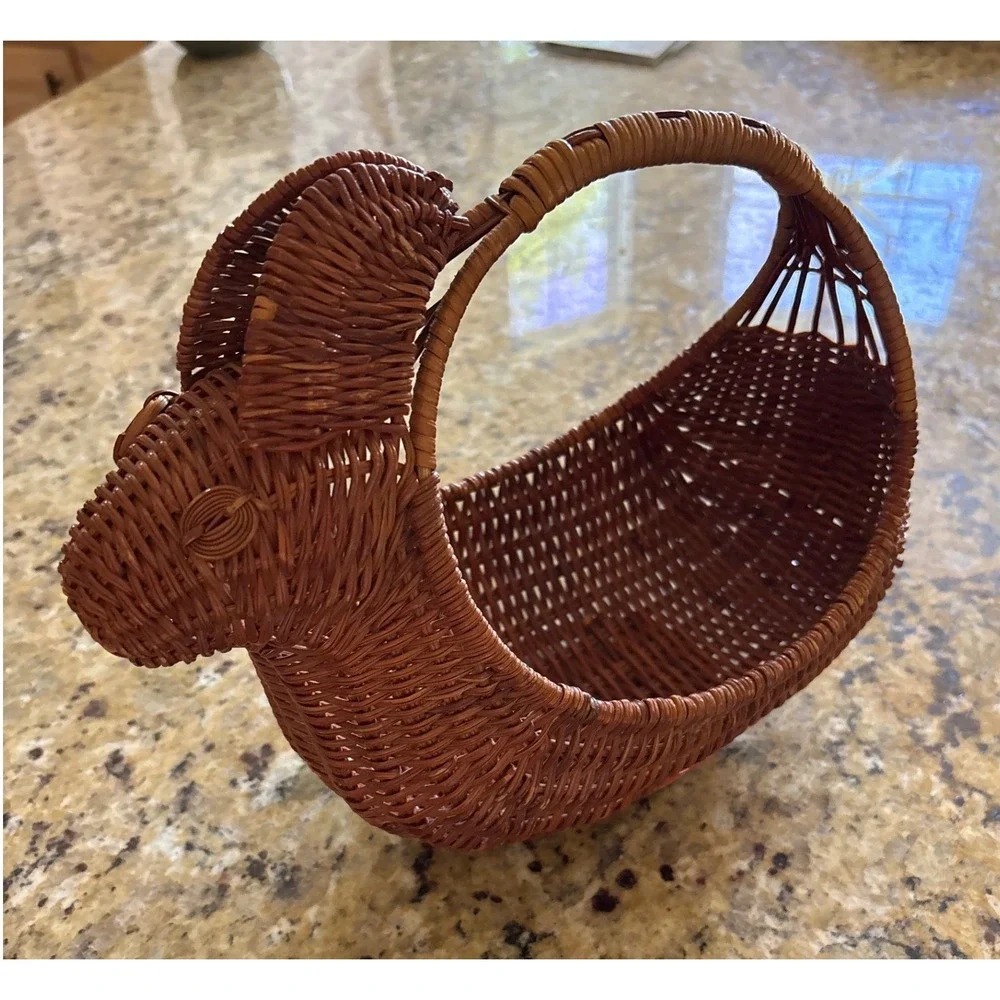 Wicker Rabbit Basket woven wood planter‎ Easter
